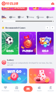 91 club game section